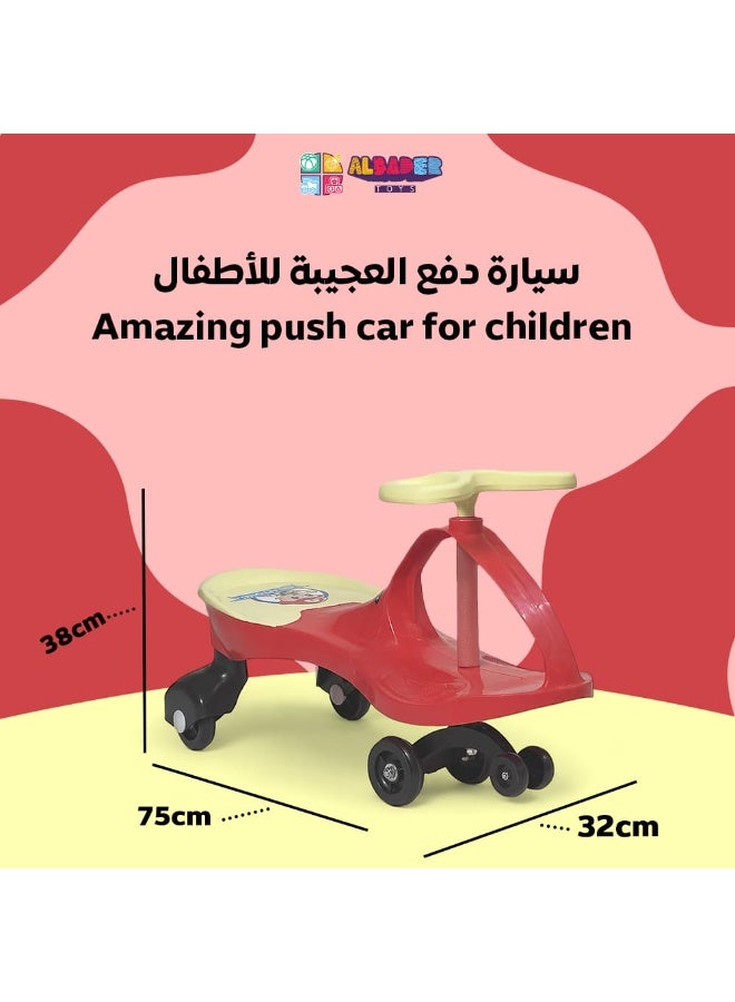 AL BADER Misura Twister Magic Ride on Kids Car, Kids Ride-On Twist Car With No Batteries, Push Ride on Toy Baby Car For Ages 2-6 Years, Swing Car Sliding PU Wheels Swing Anti-rollover Walker, Red - Image 4